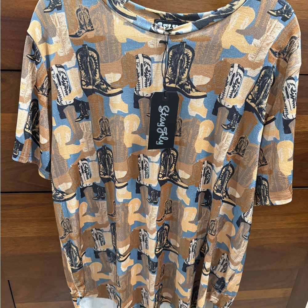 2Fly Co Cowgirl cowboy boots T-shirt tunic perfect for boot scoot’n!